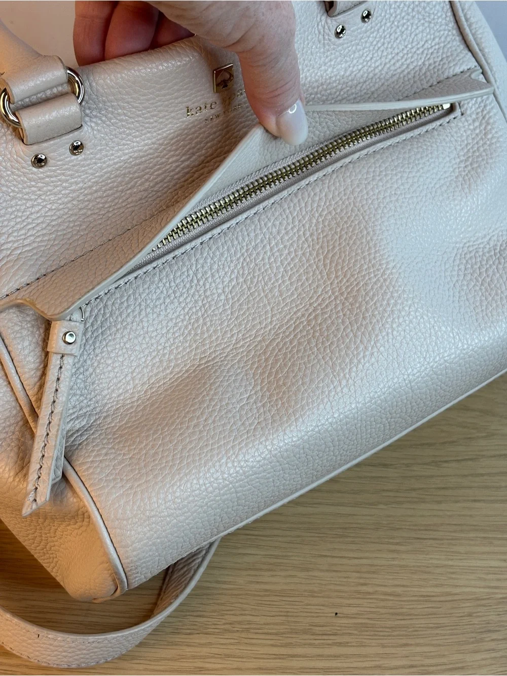 Kate Spade Grant Park Hadley Cream Pebbled Leather Satchel